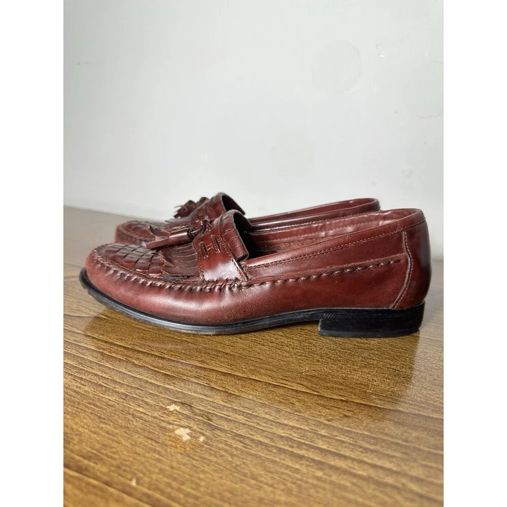 Giorgio Brutini Vegas Men's Burgundy Leather Woven Tassel Loafer US 7